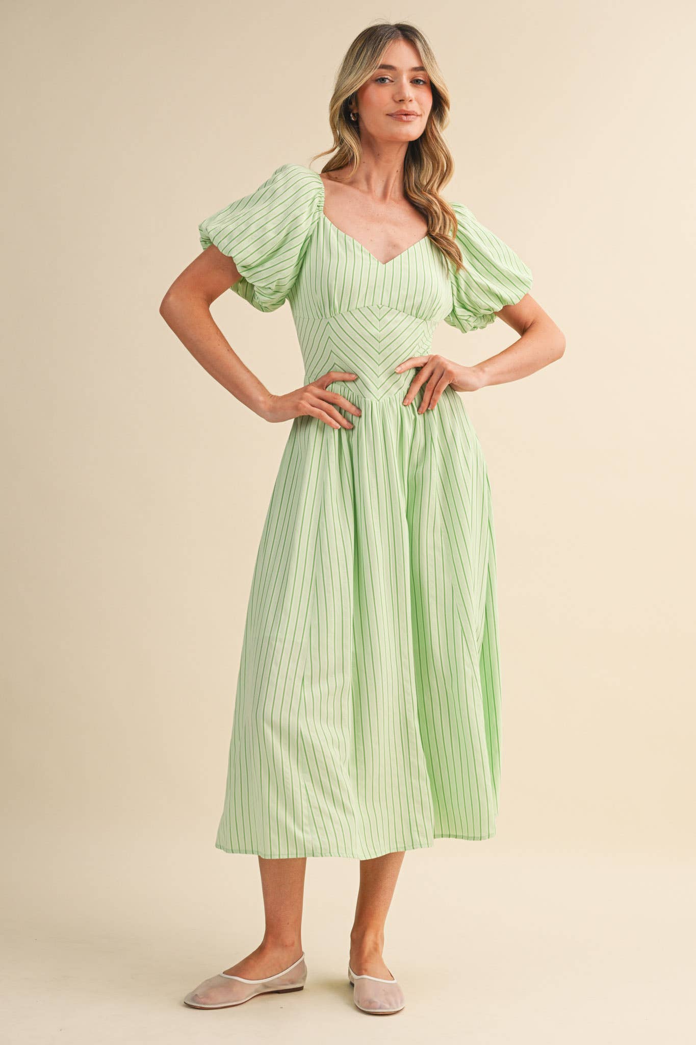 Simply Smitten (Mint) Striped Midi Dress