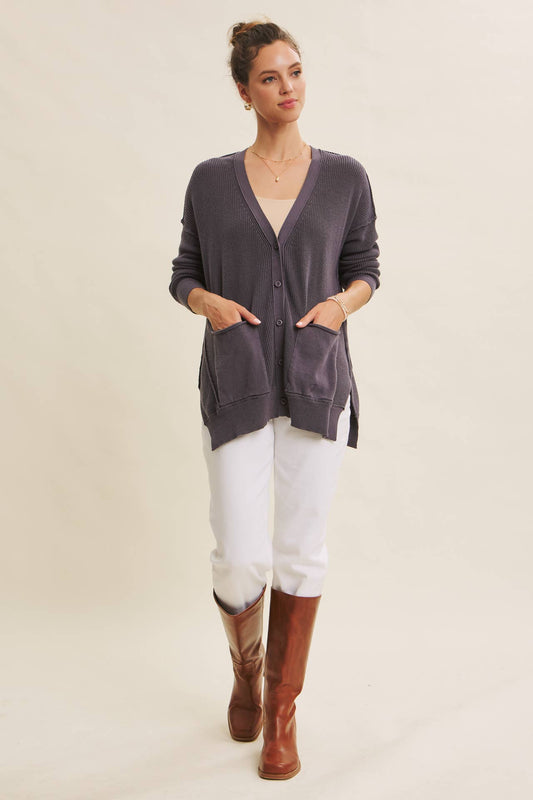 Down To Earth (Slate) Slouchy Cardigan
