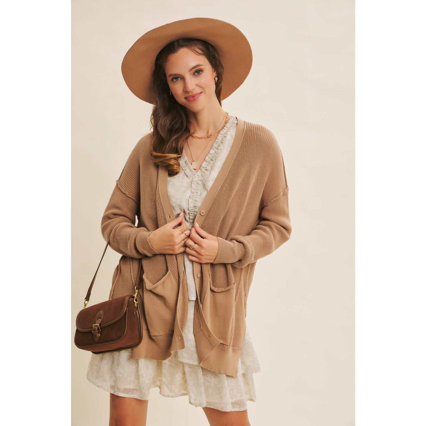 Down To Earth (Tan) Slouchy Cardigan
