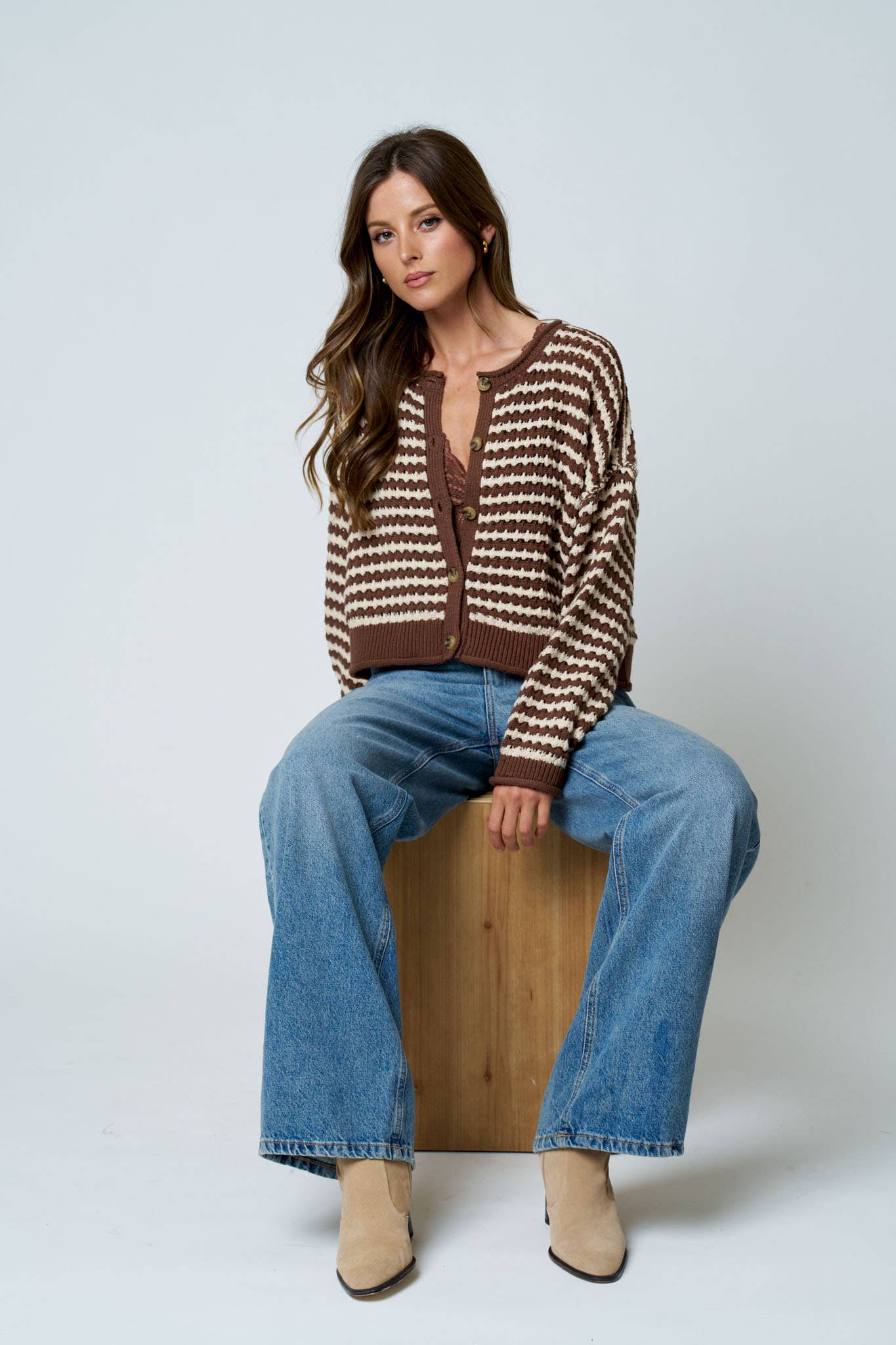 Crossing Paths (Brown) Stripe Cardigan