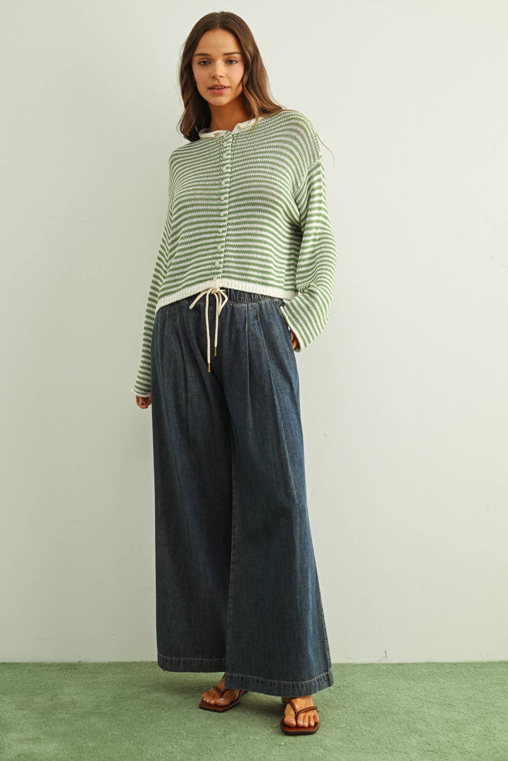 Morning Sunrise (Grn) Stripe Cardigan