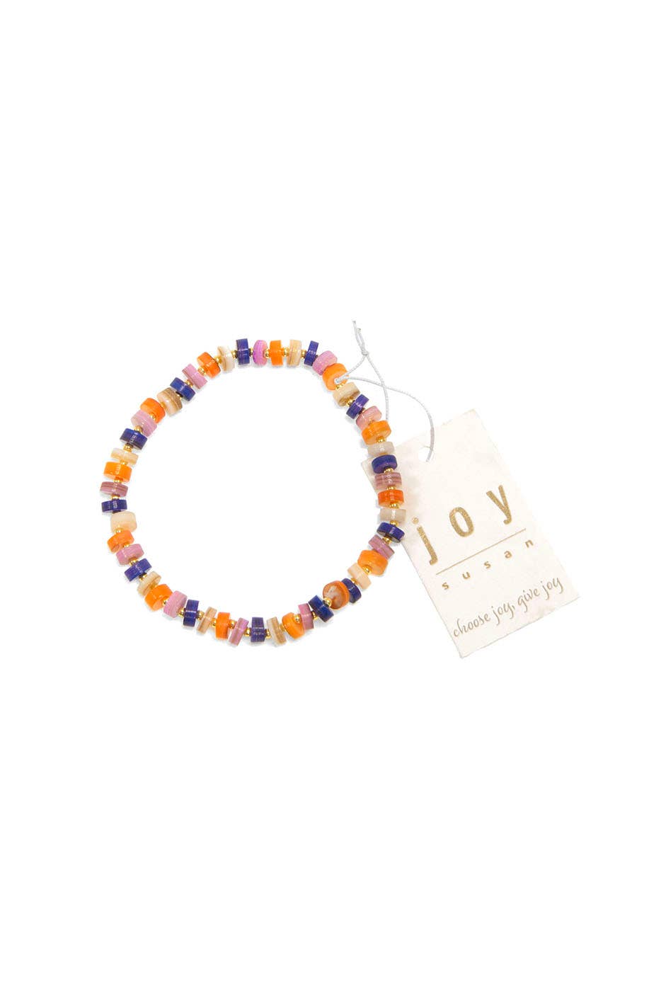 Violet+Orange Shell Beaded Bracelet