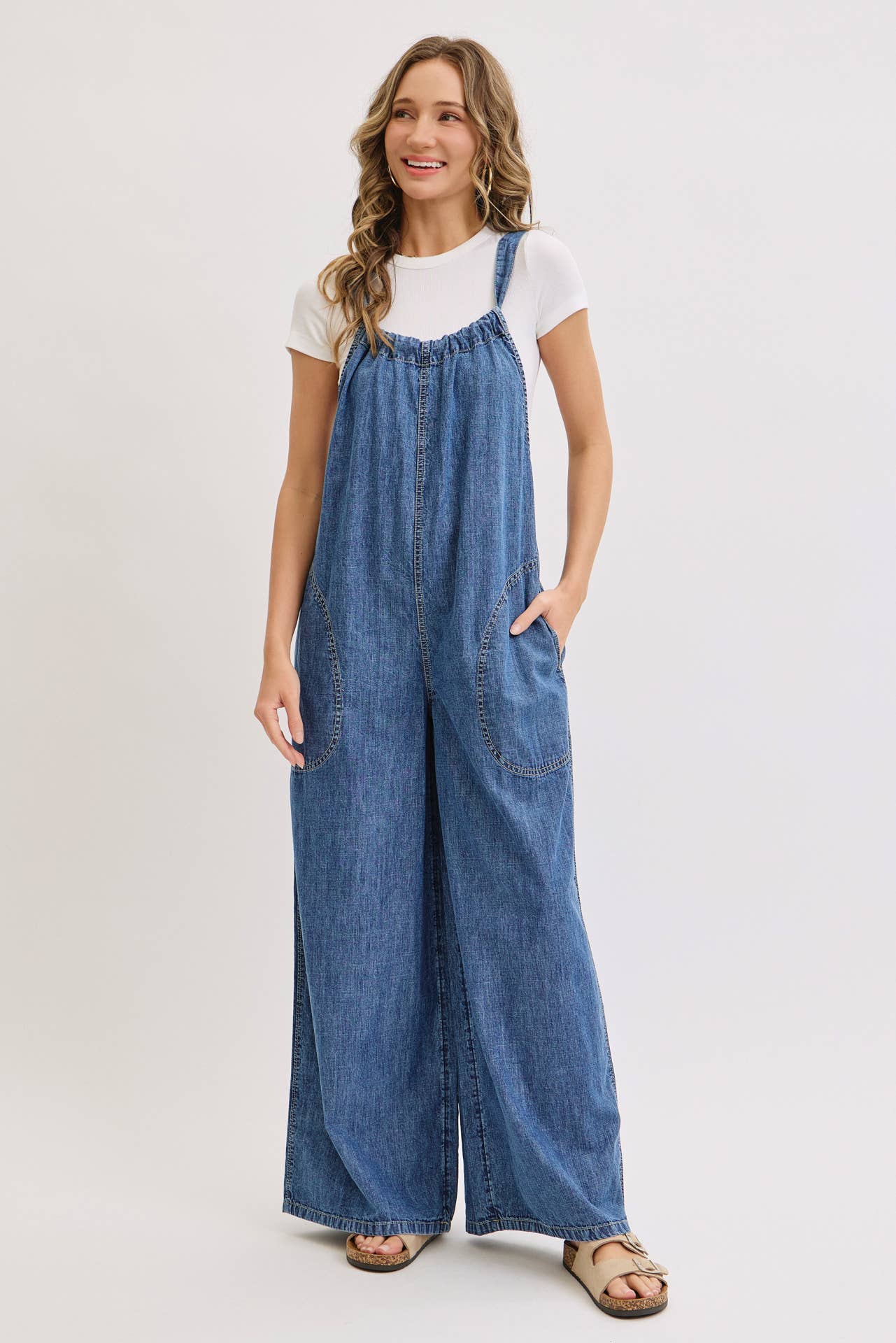 Knot Worried Tie Back Denim Overalls