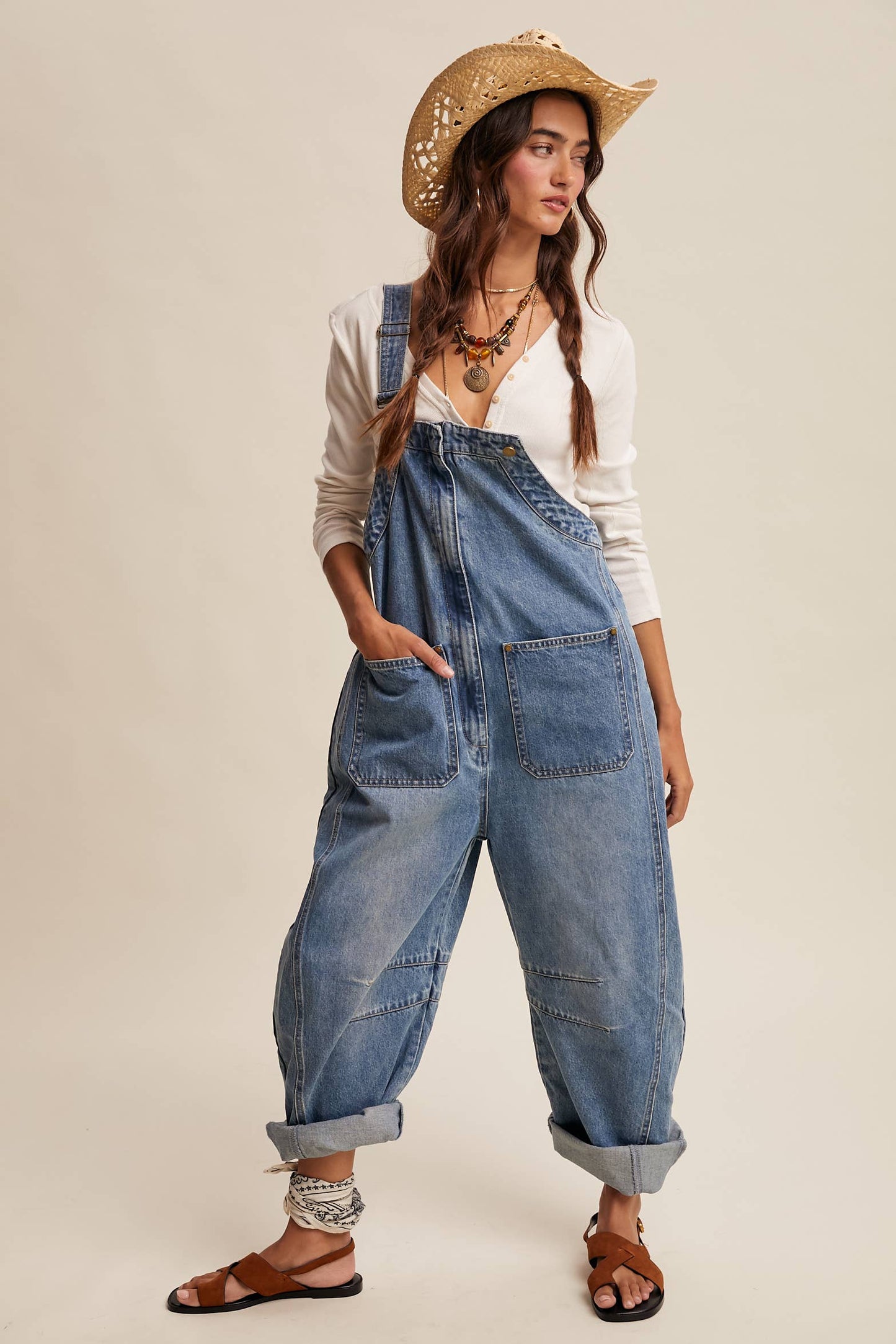 Rodeo Weekend Wide Leg Denim Overalls