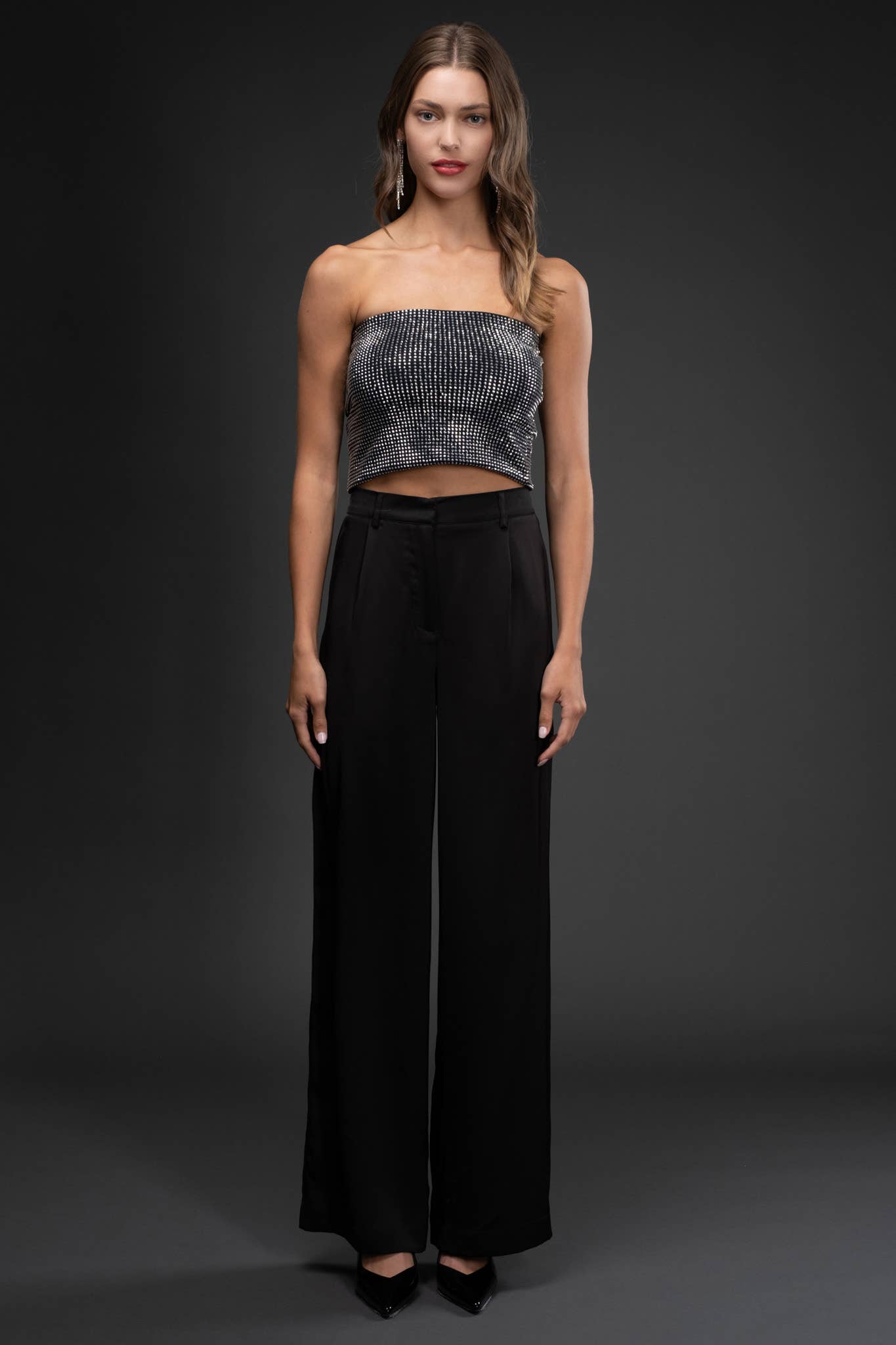 Hard To Get (Black) Satin Wide Leg Pants