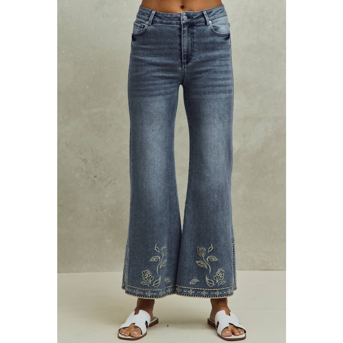Leafy Dreams Embroidered Flare Jeans
