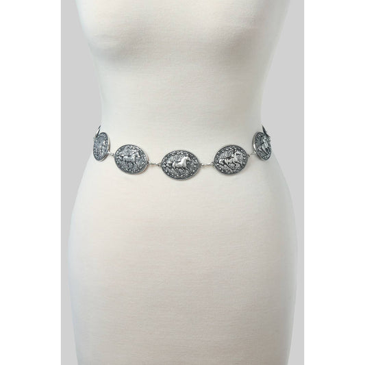 Silver Horse Medallion Chain Belt