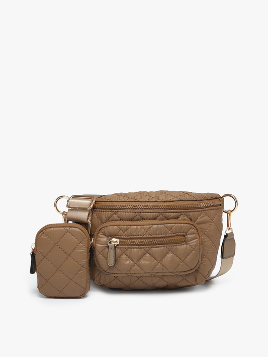 Arianna (Tan) Quilted Belt Bag w/ Pouch