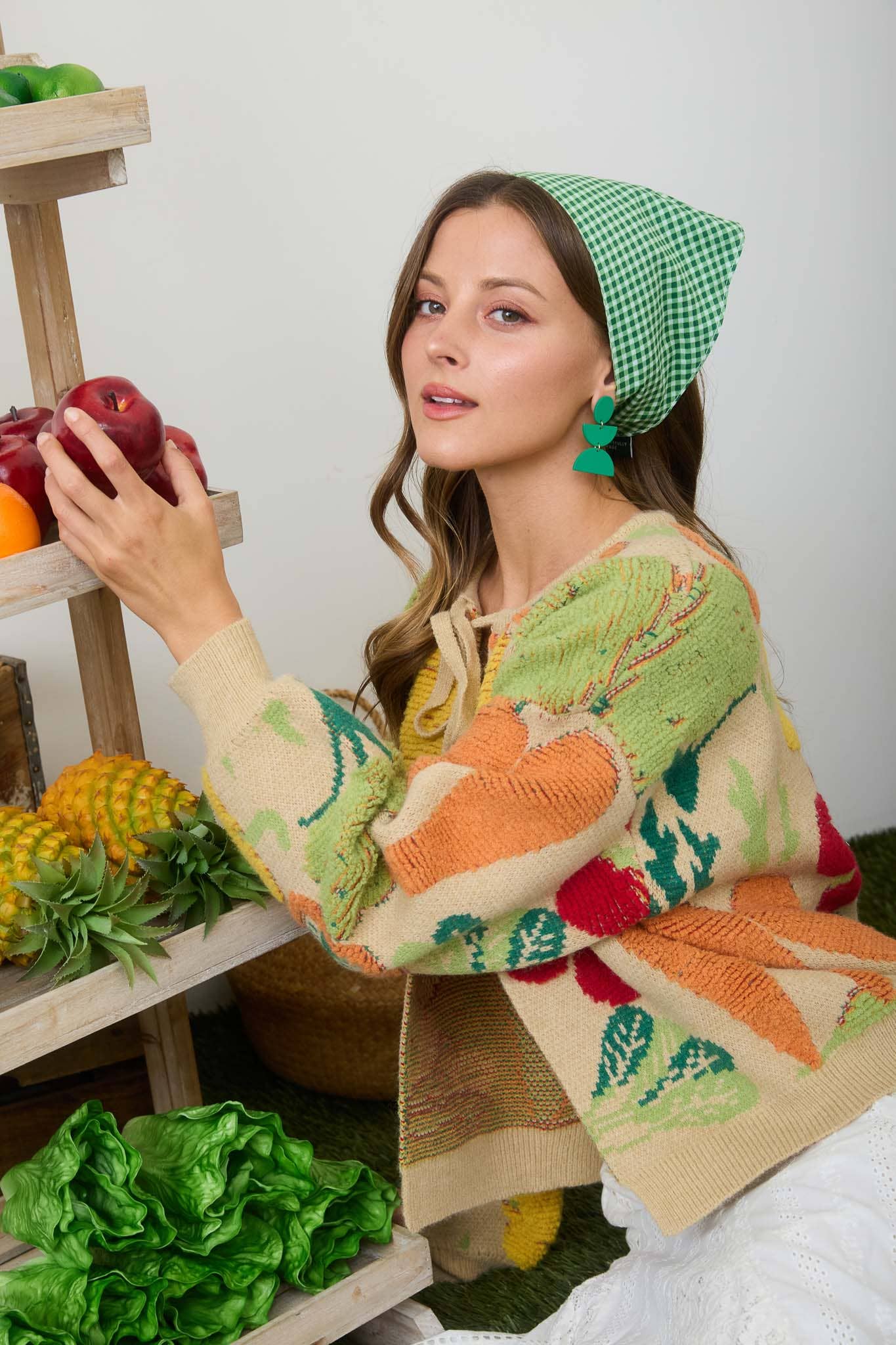Farmers Market Veggie Print Cardigan