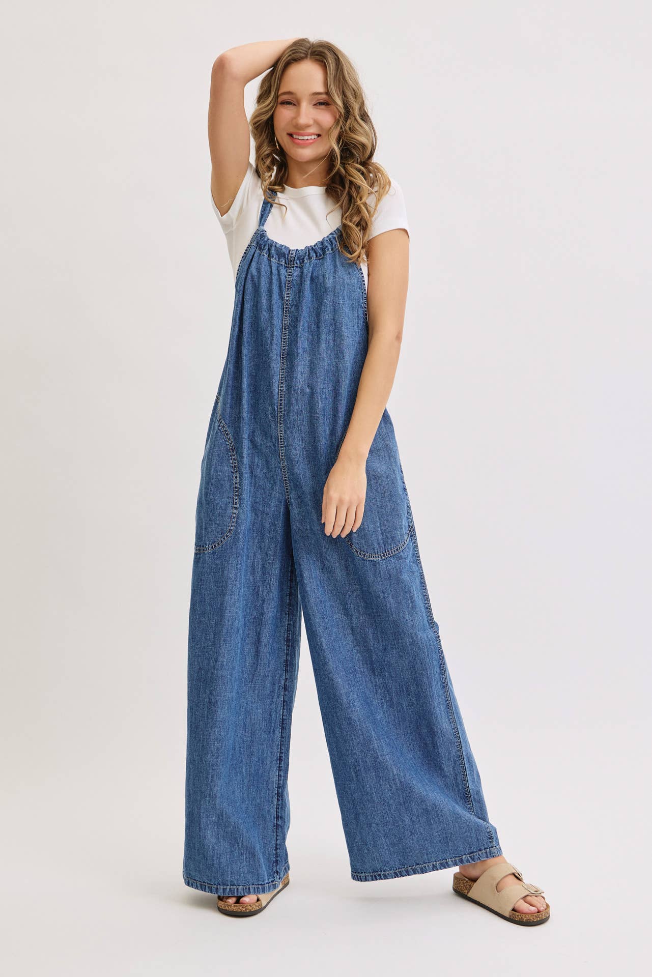 Knot Worried Tie Back Denim Overalls