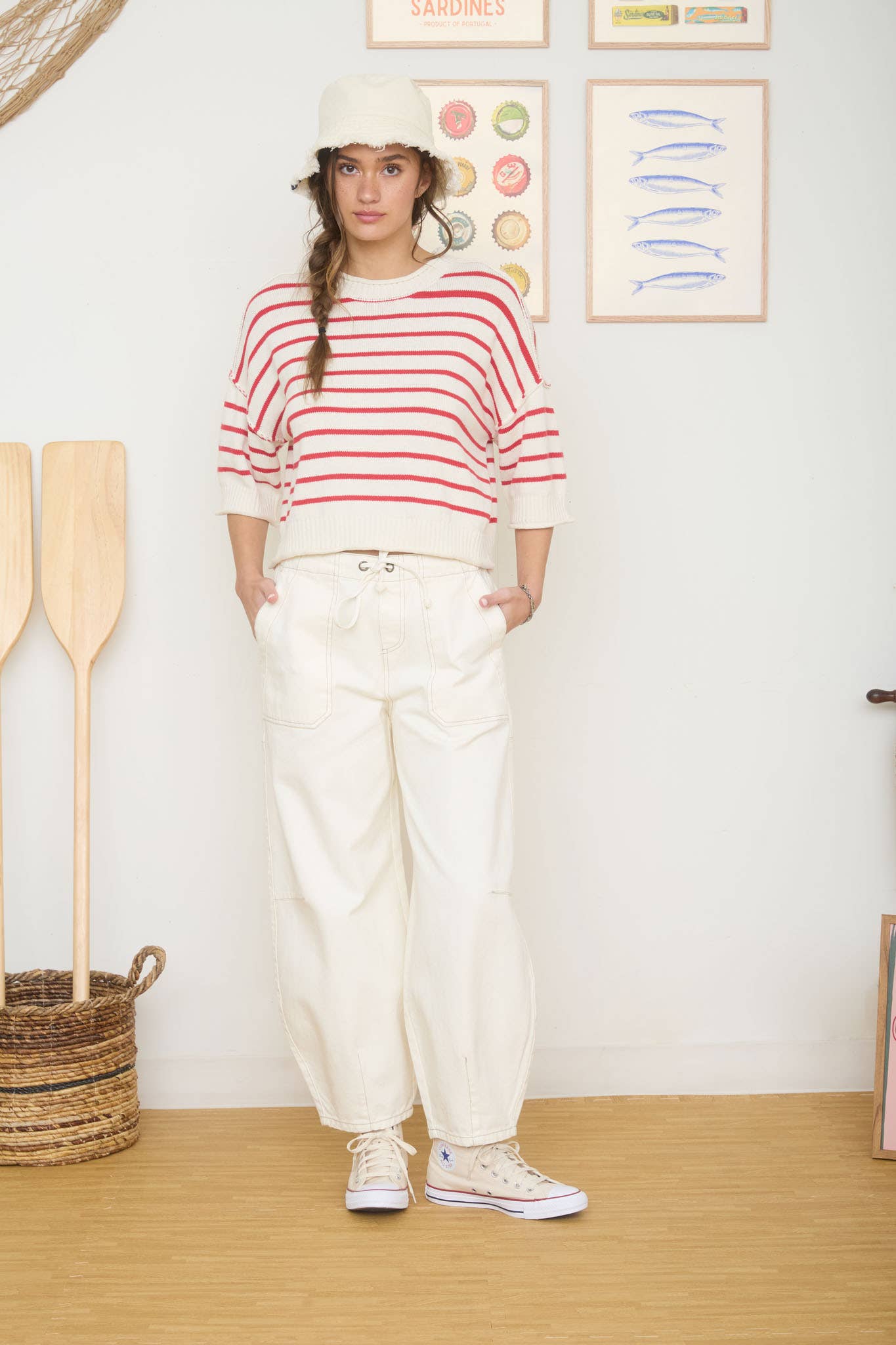 Seaside Sunrise (Red) Stripe SS Sweater