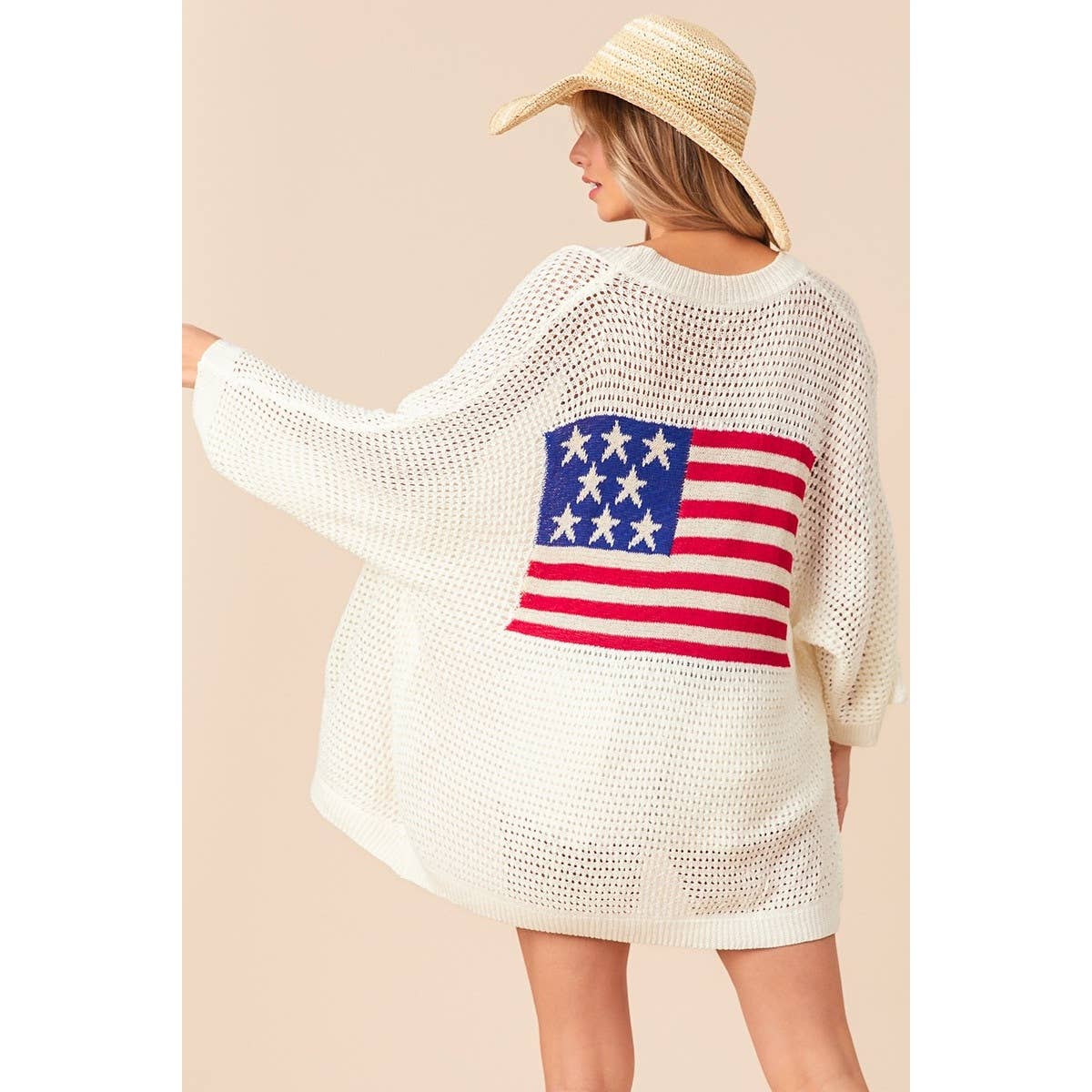 All American (Ivory) Dolman Flag Cardigan