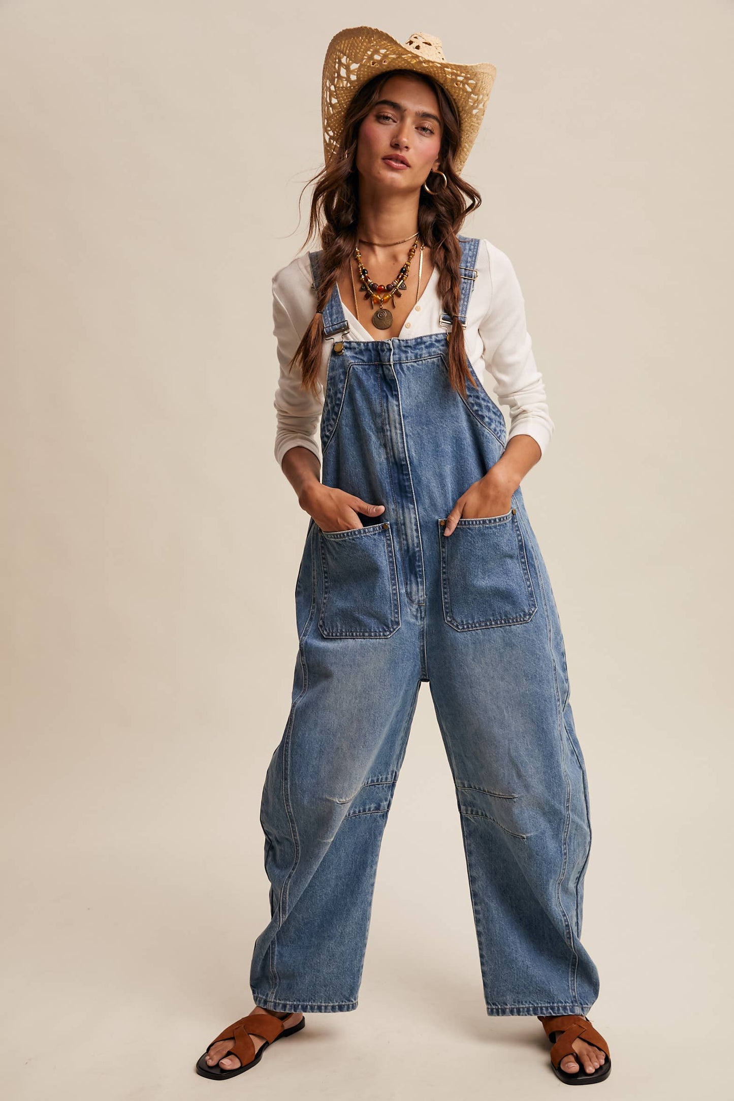 Rodeo Weekend Wide Leg Denim Overalls