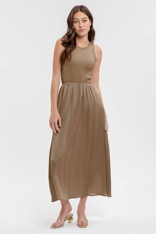 Lead the Way (Taupe) Midi Dress