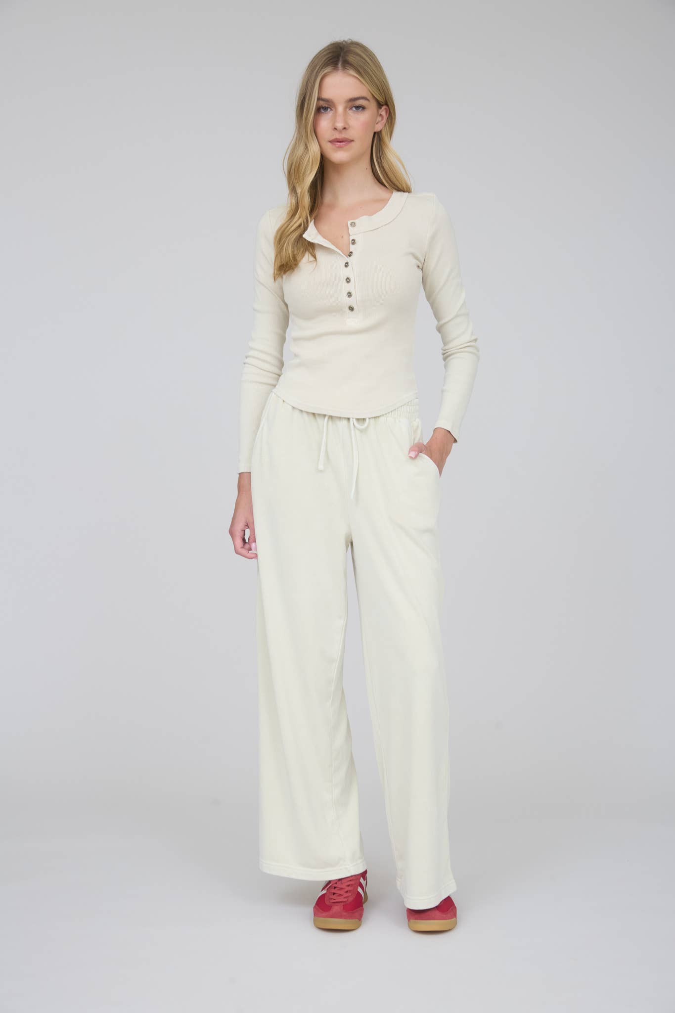 Feeling Fresh (Tan) Washed Henley Top