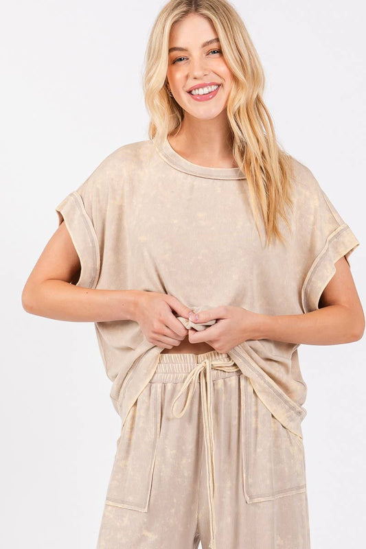 Magic Mineral (Taupe) Ribbed Knit Top