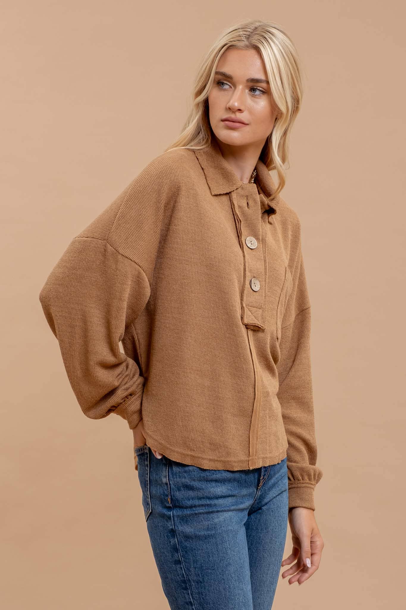 Henley Hills (Almond) Raw Edge Top