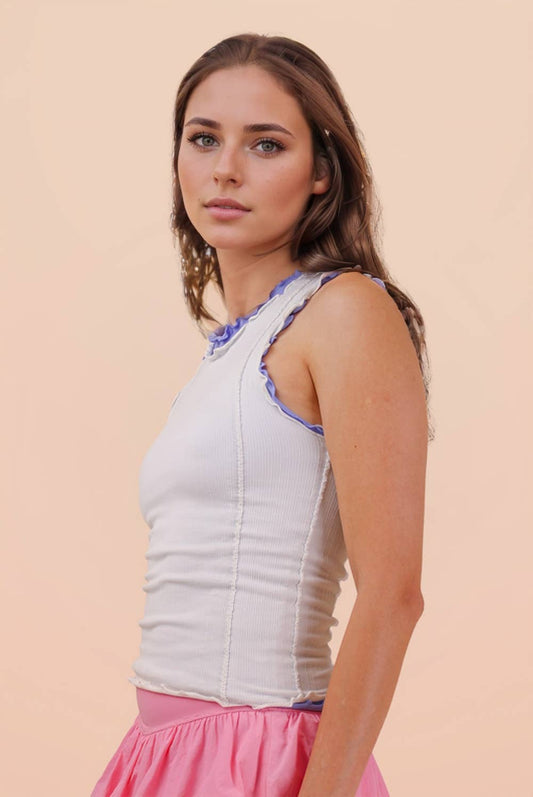 Made For You (White) Lettuce Hem Tank