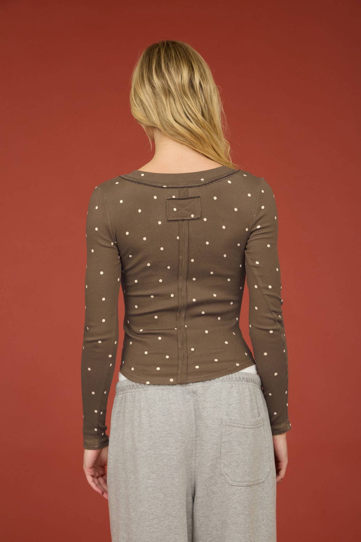 Connect The Dots (Brown) Henley Top