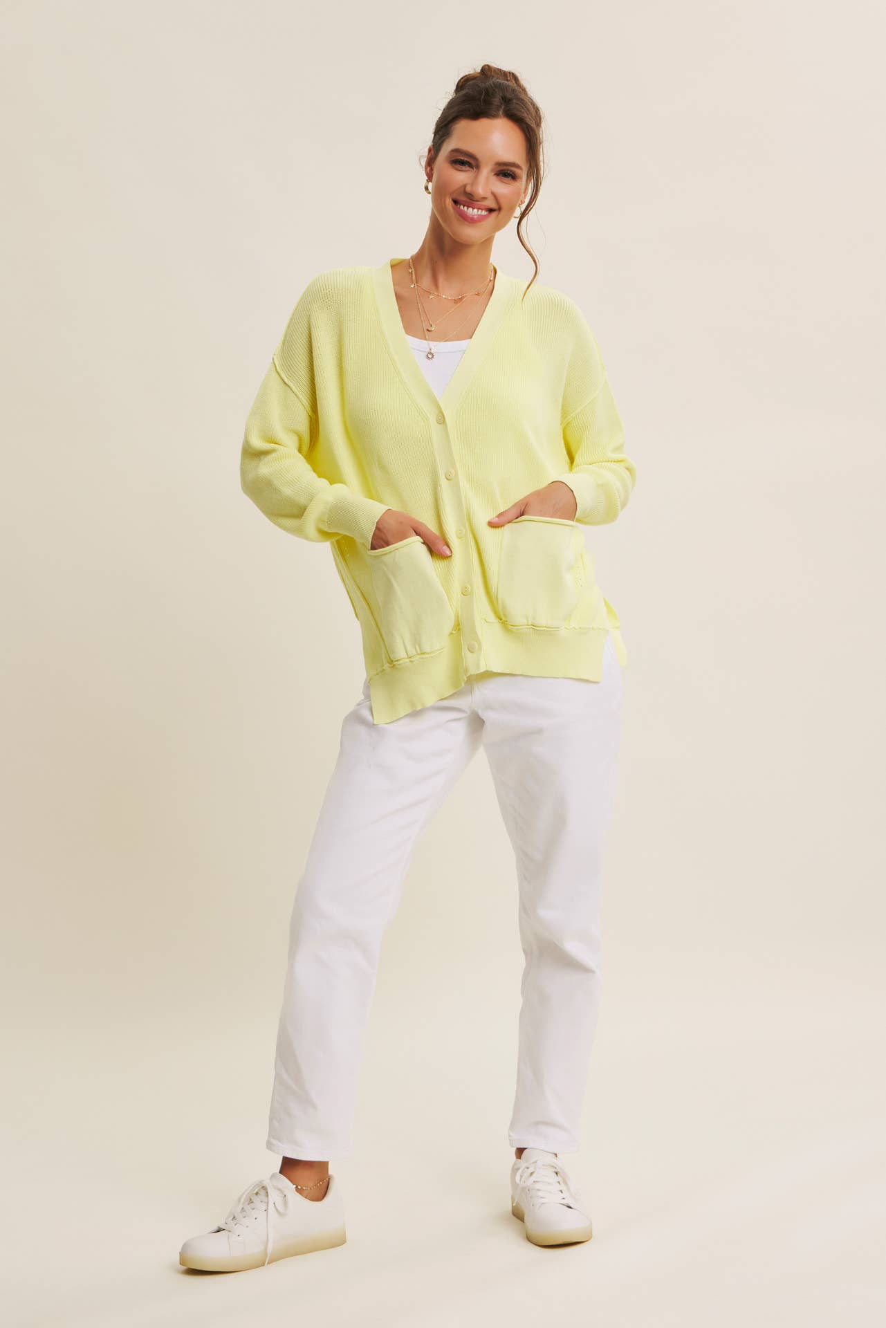 Down To Earth (Lemon) Slouchy Cardigan