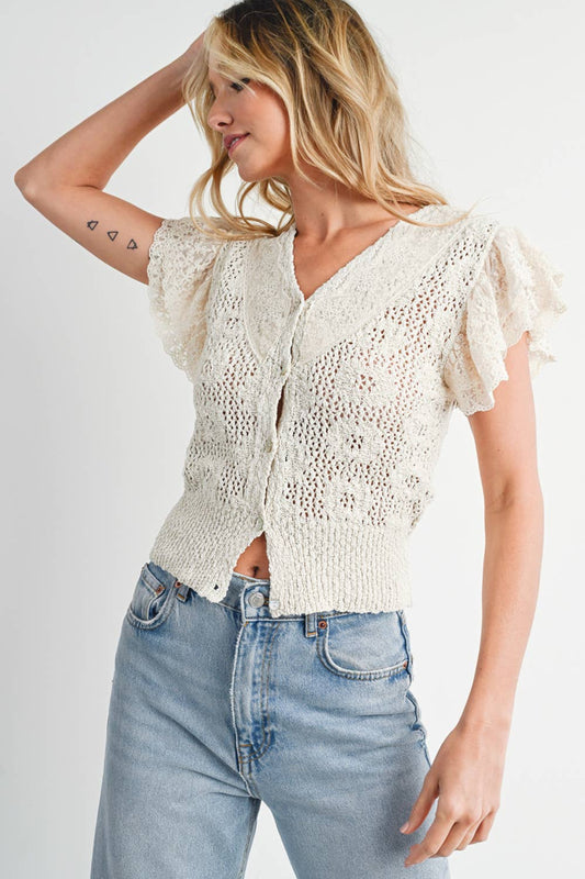 Heart For You (Natural) Crochet Top