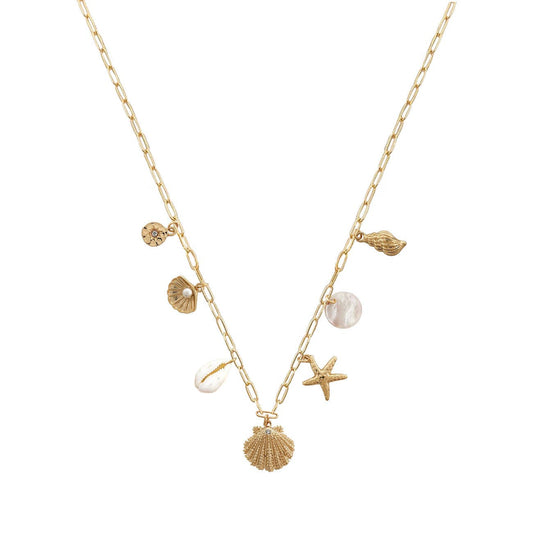 Gold Beachy Vibes Charm Necklace