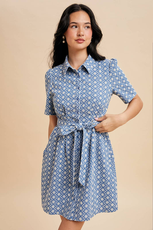 Sweetly Said (Denim) Embroidered Dress