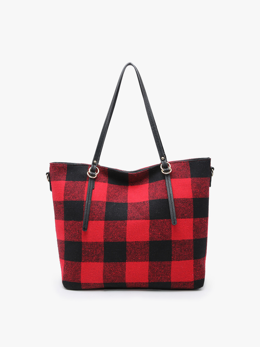 Ingrid (Red/Blk) Check Tote