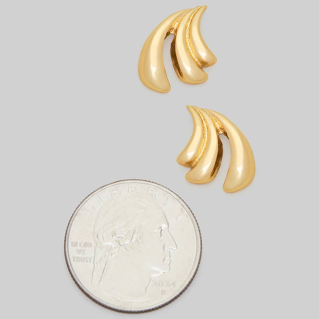 Triple Curve Stack Earrings, Silver