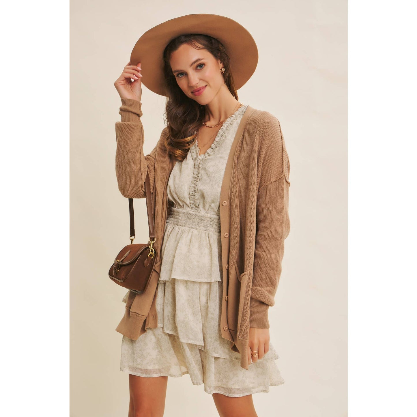 Down To Earth (Tan) Slouchy Cardigan