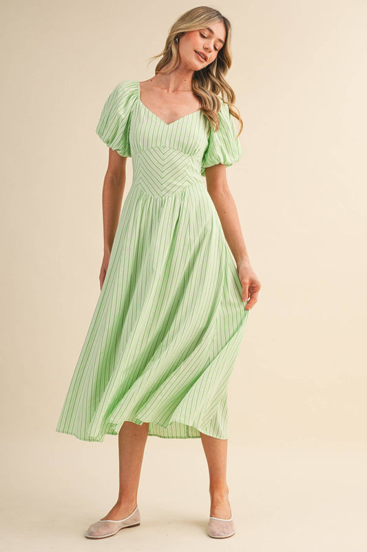 Simply Smitten (Mint) Striped Midi Dress