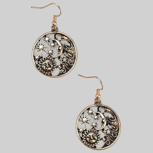 Sun Moon and Star (Gold) Earrings
