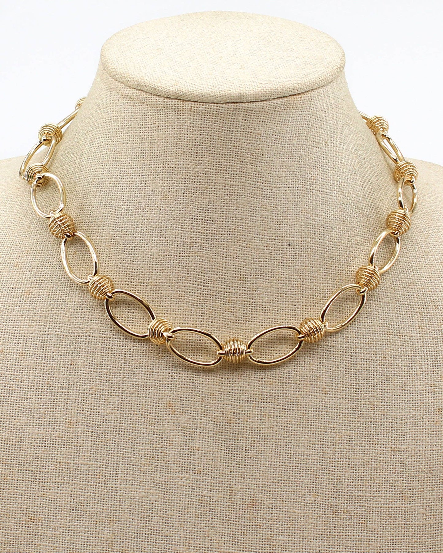 Gold Open Chain Textured Necklace