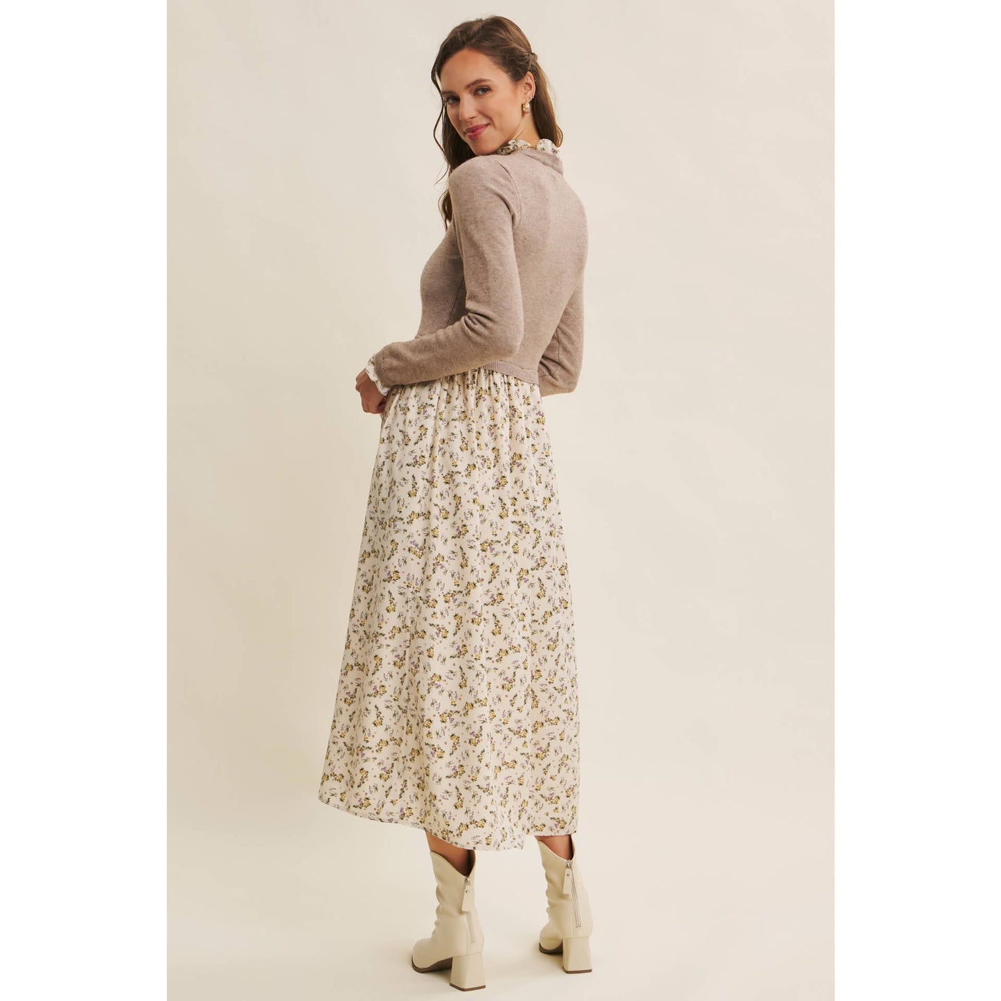 Sweet Memory (Latte) Twofer Dress