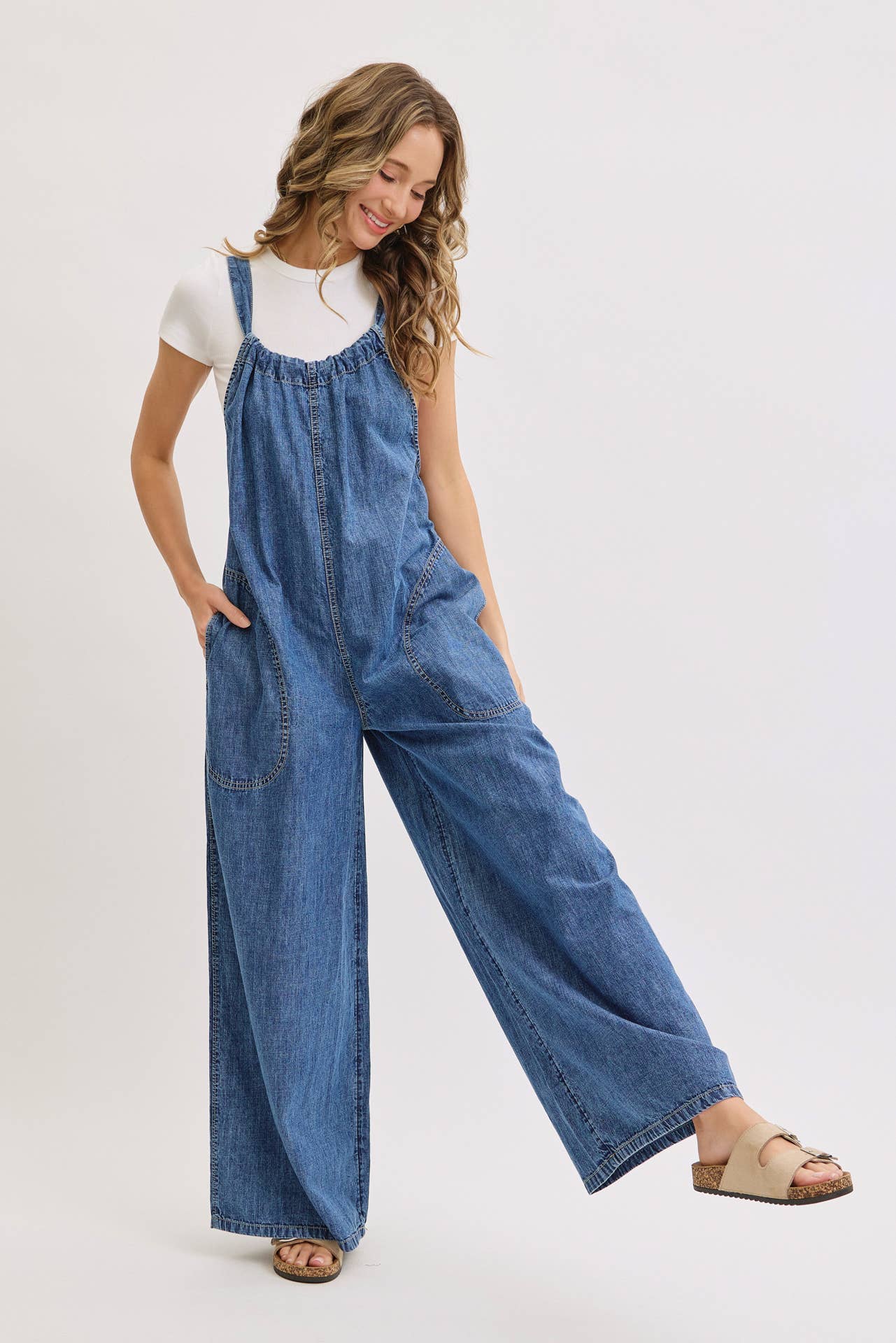 Knot Worried Tie Back Denim Overalls