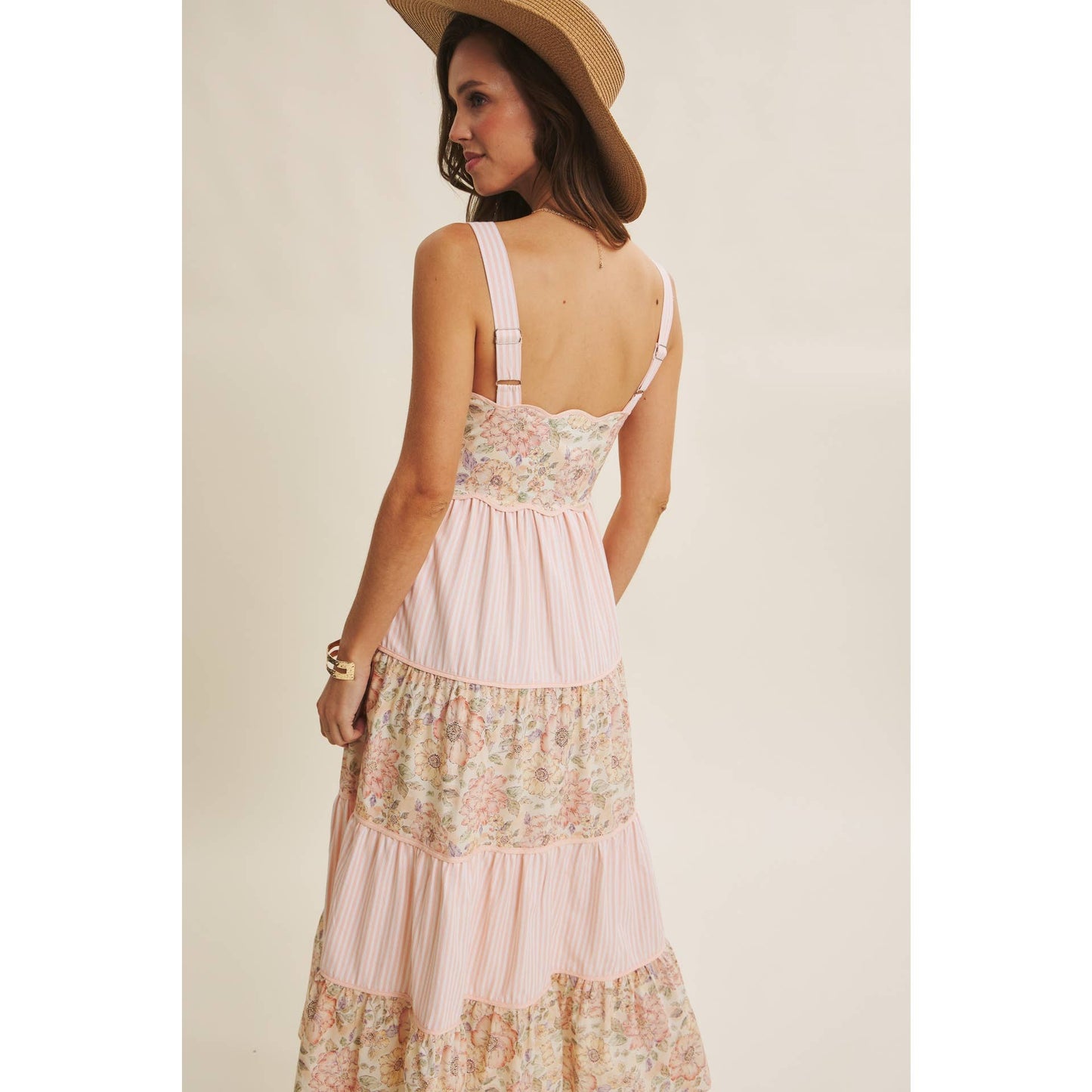 Dreamy Day (Pink) Floral & Stripe Dress