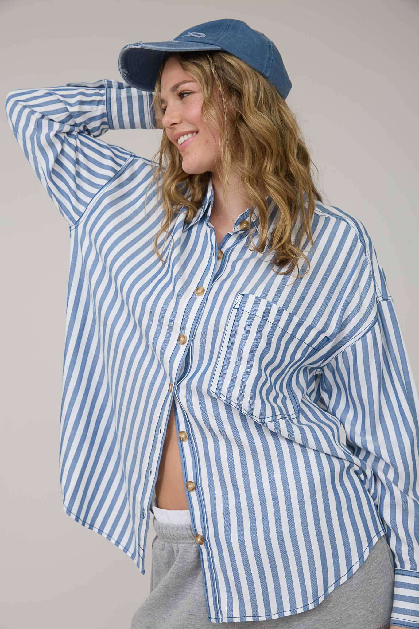 Striking Stripes (Blue) Button Down Shirt