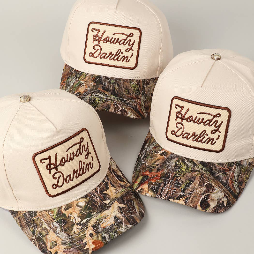 Howdy Darlin' Embroidered Patch & Camo Hat