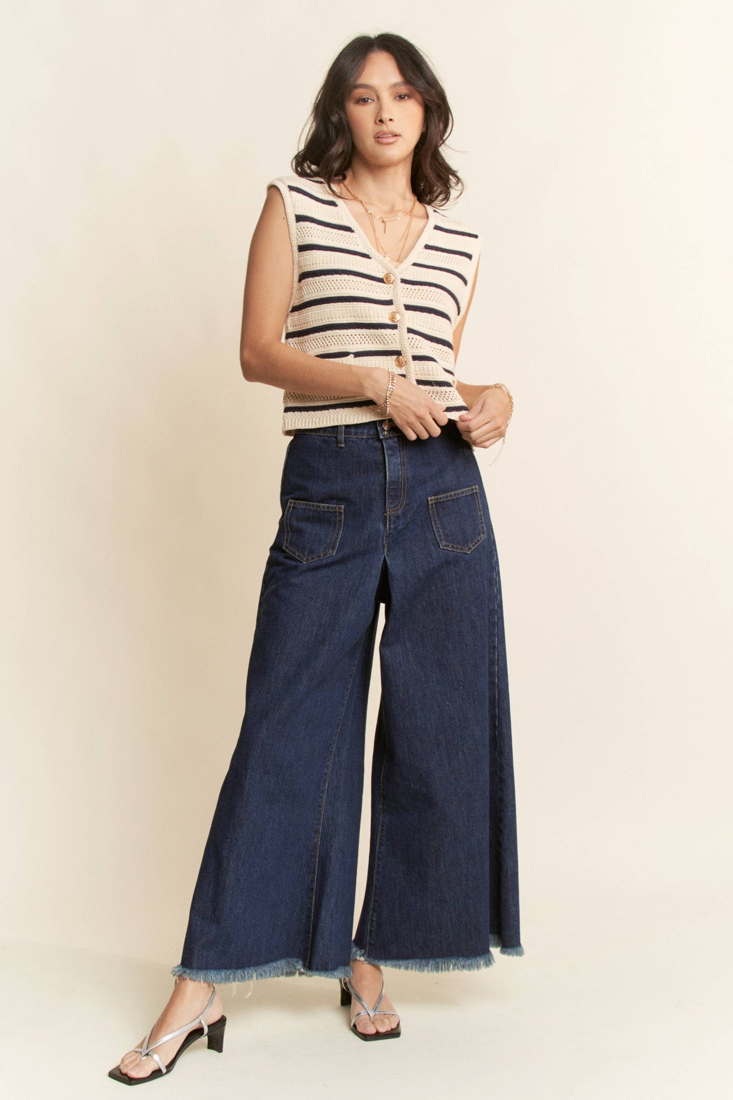 Bon Voyage (Navy/Wh) Stripe Knit Vest
