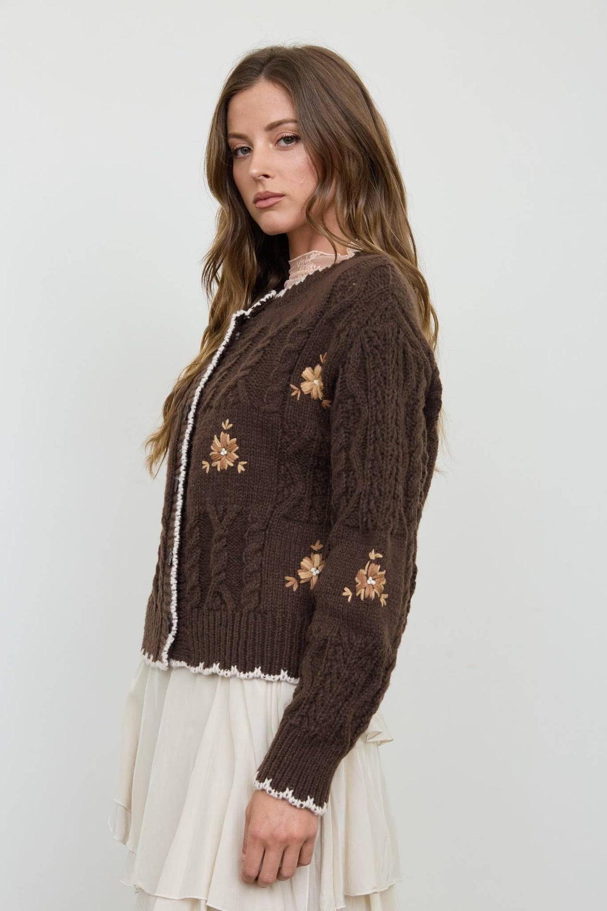 A Fall Moment (Brown) Floral Cardigan