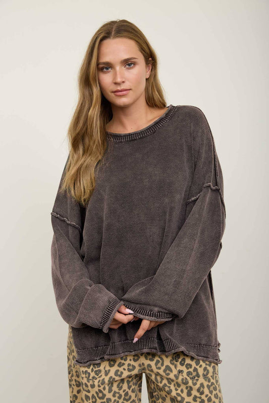 Here For You (Brn) Oversized Sweater