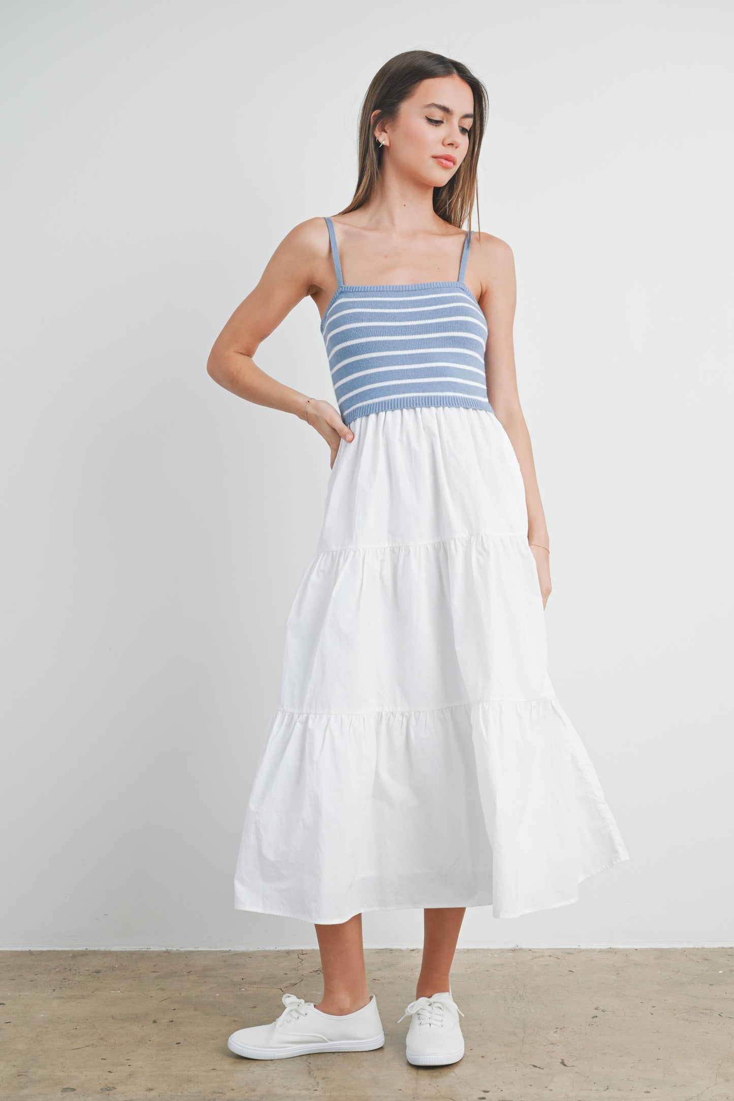 Sweet Montana (Blue/Wh) Stripe Top Dress