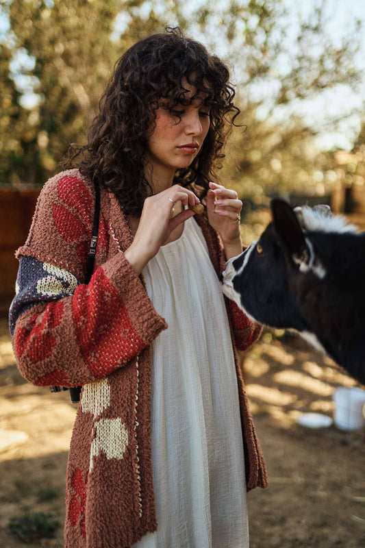 Daisy Delight (Taupe) Oversize Cardigan