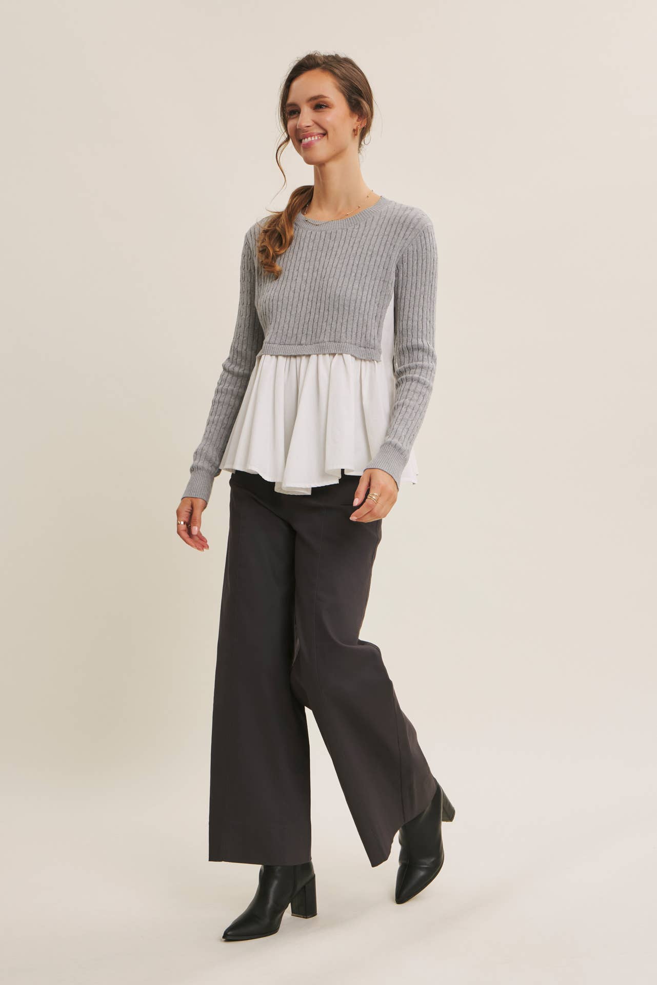 Truly Classic (H Grey) Layered Sweater Top