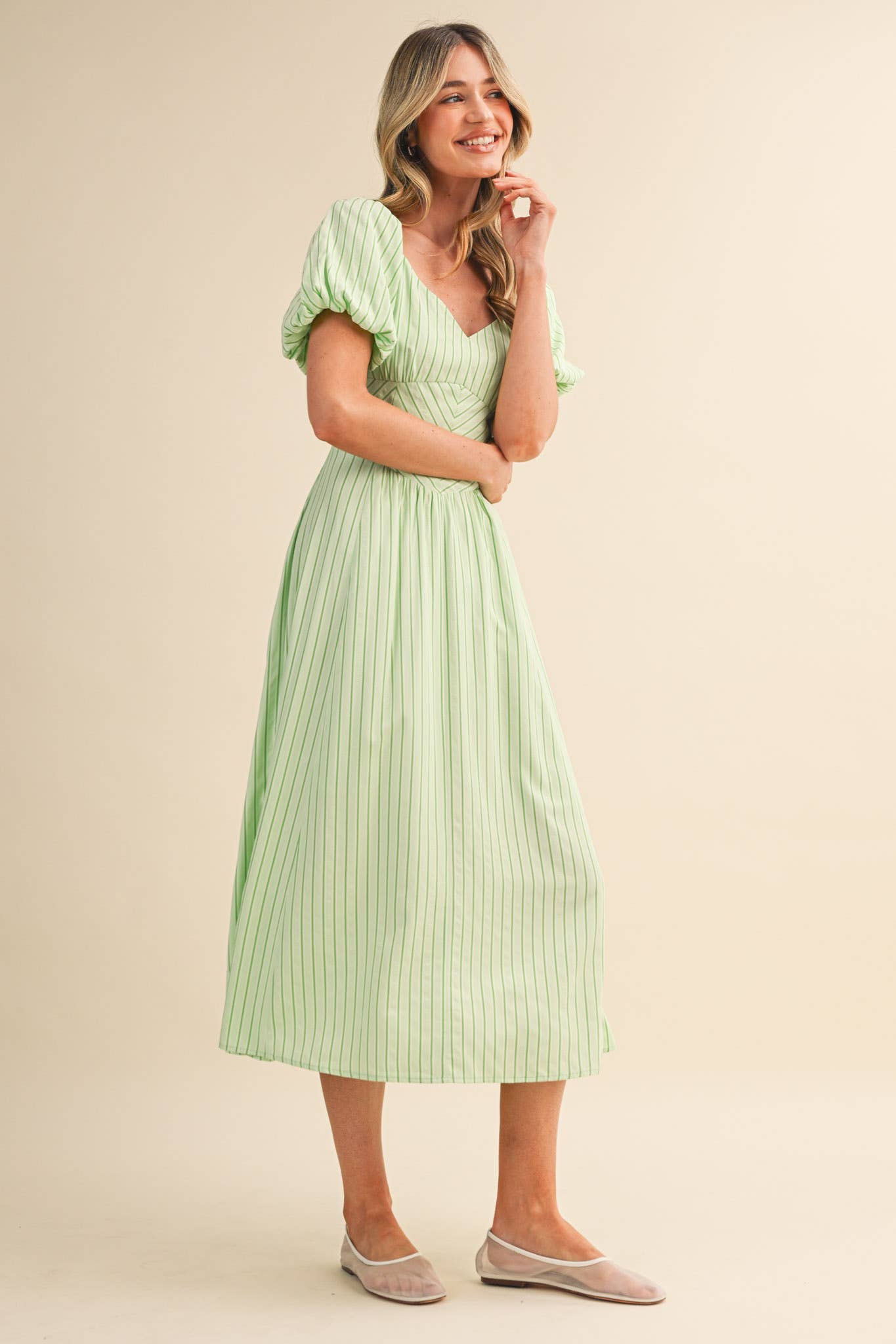 Simply Smitten (Mint) Striped Midi Dress