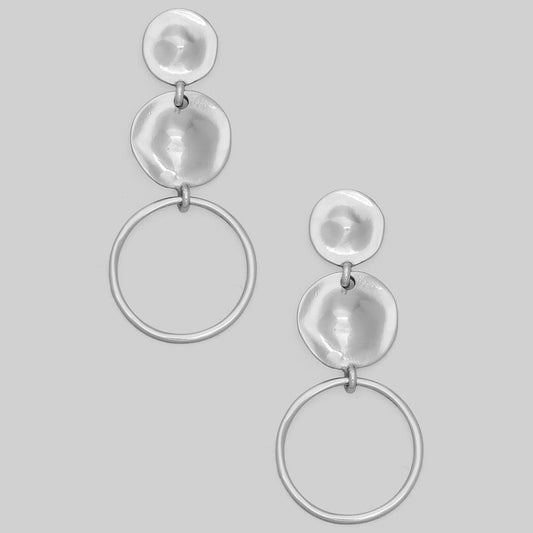Silver Tiered Circle Drop Earrings
