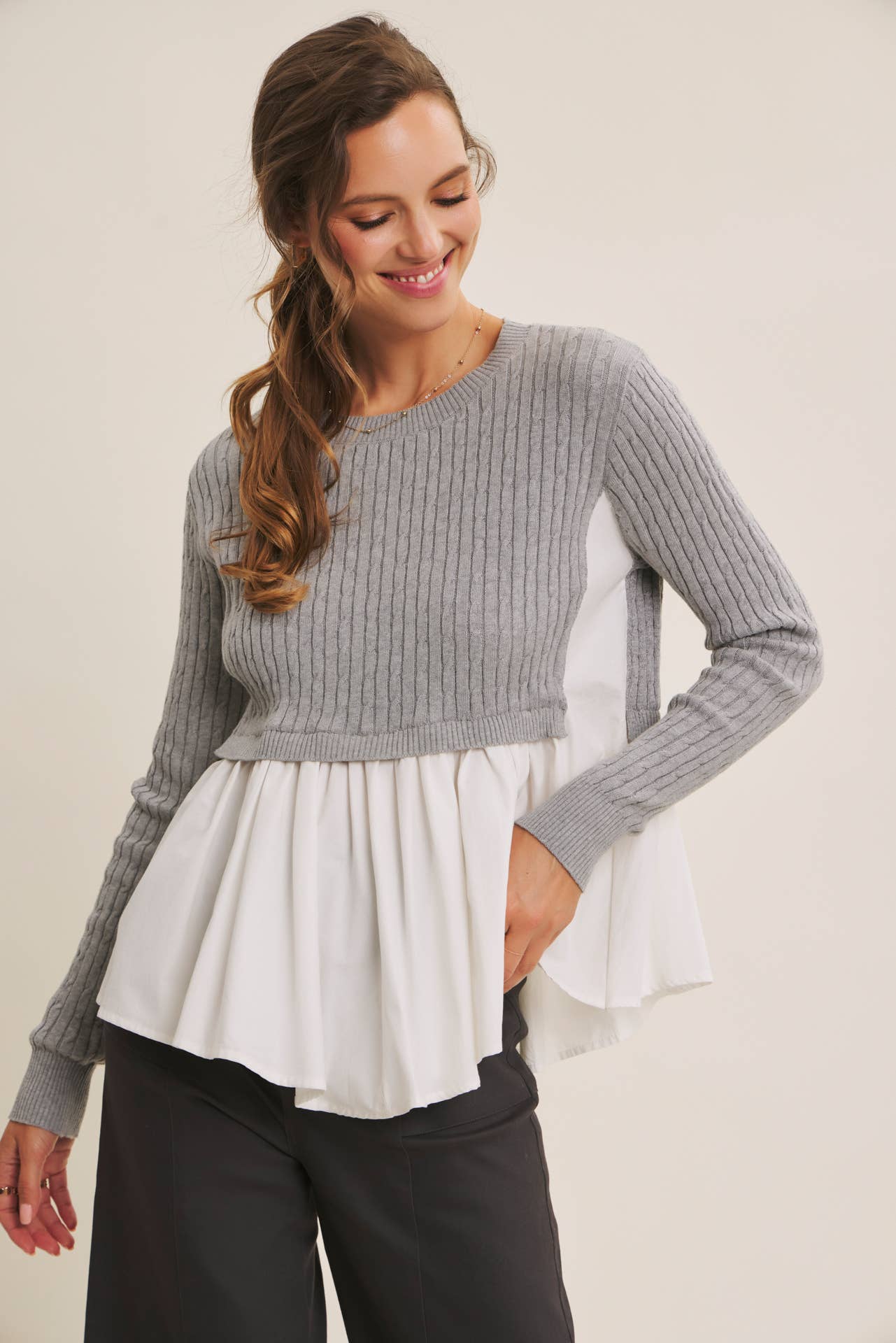 Truly Classic (H Grey) Layered Sweater Top