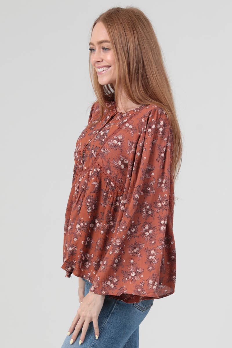 Sweet Melody (Ginger) Floral Boho Blouse