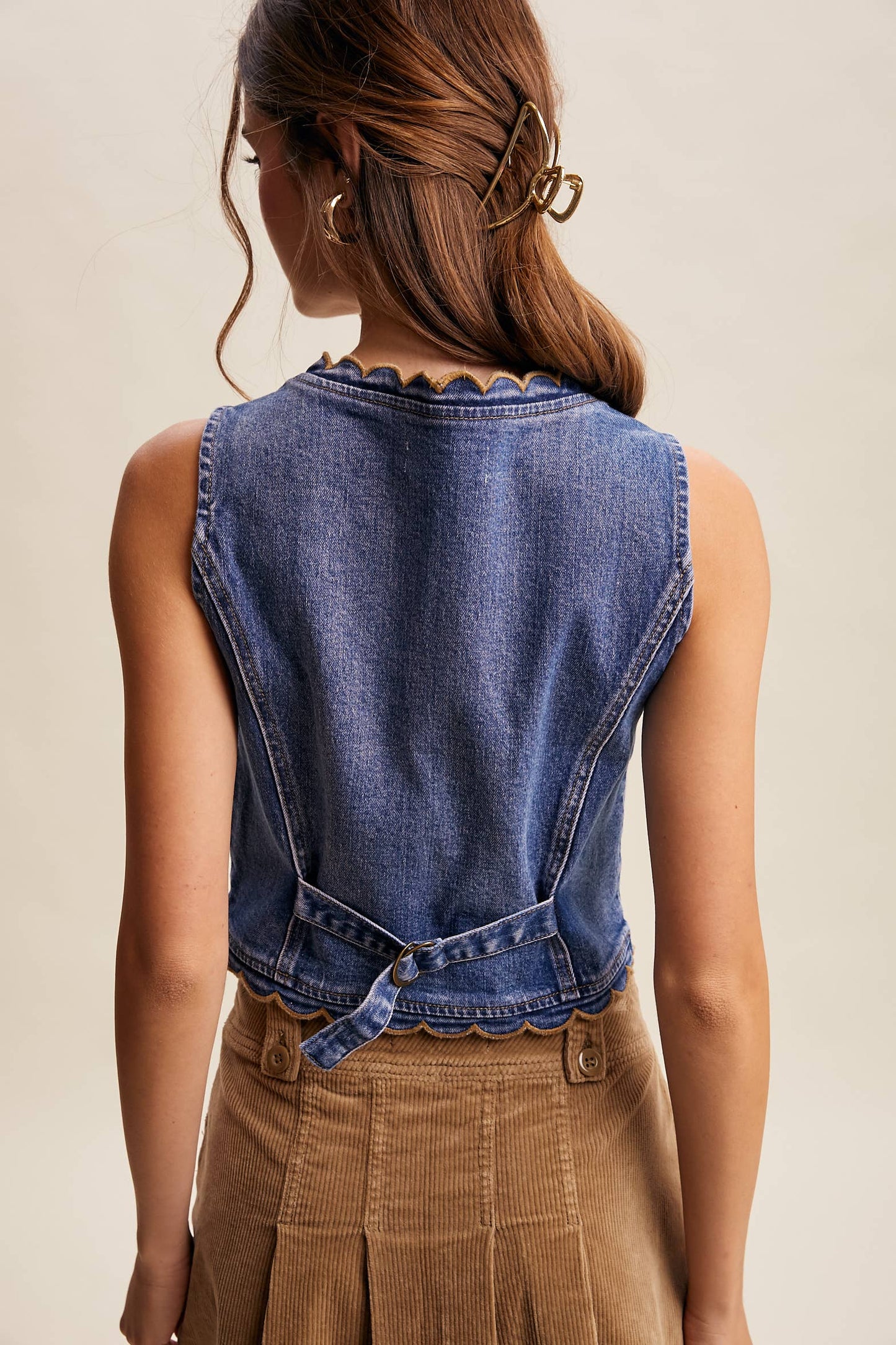 She’s From Texas Scallop Denim Vest