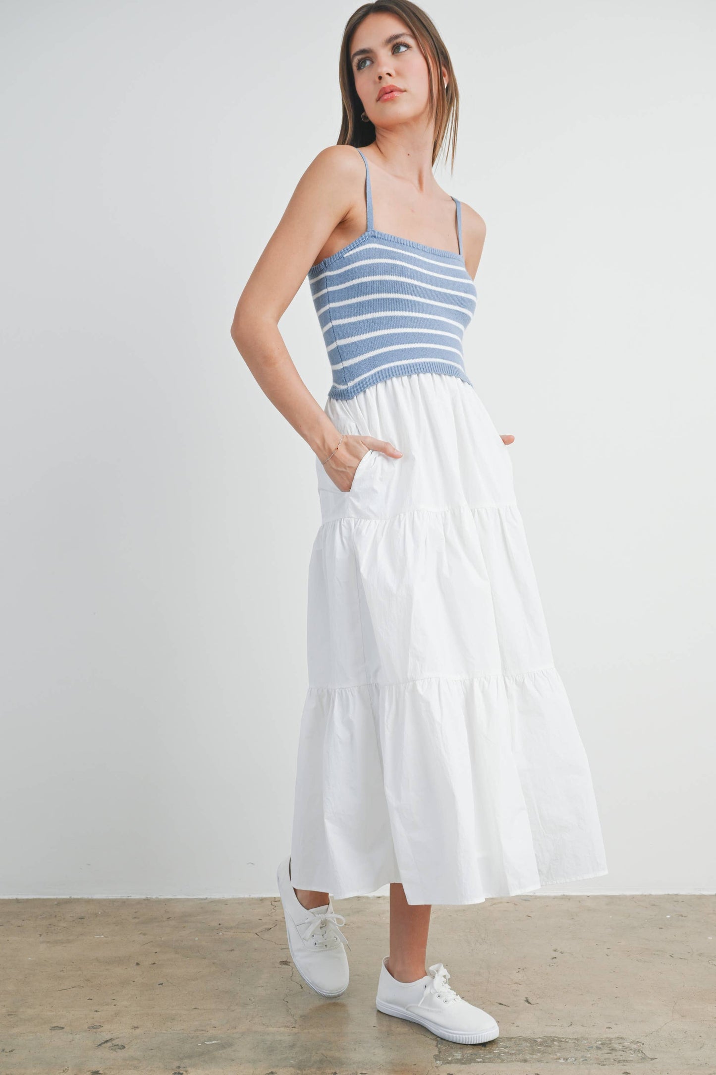 Sweet Montana (Blue/Wh) Stripe Top Dress